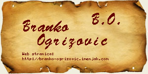 Branko Ogrizović vizit kartica